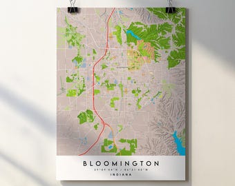 Bloomington Indiana City Map Print with Street Names (Digital Download)