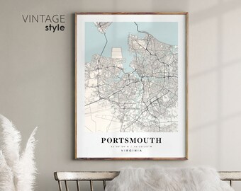 Portsmouth Virginia VA map, Portsmouth city map, Portsmouth print, Portsmouth poster map, Valentine's Day gift