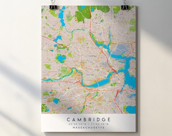 Cambridge MA City Map Print Poster with Street Names (Digital Download)