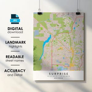 Surprise Arizona City Map Print with Street Names (Digital Download)