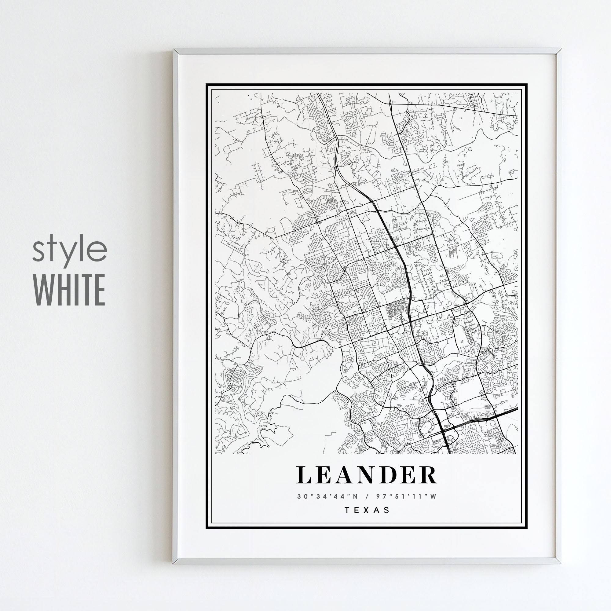 Leander Zip Code Map Leander Texas Map Art Print: Cityscape Poster (digital Download) - Etsy