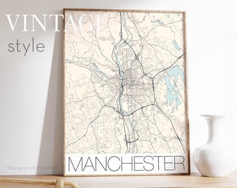 MANCHESTER Map Wall Art customized poster in a Modern Design, Personalized map gift any location