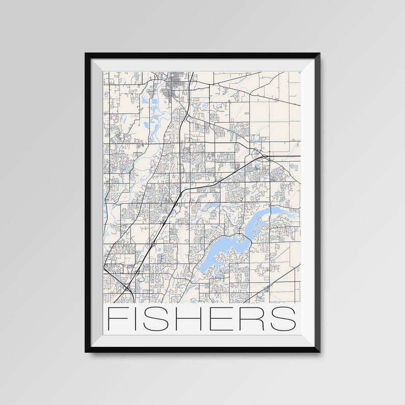 FISHERS Indiana Map Fishers City Map Print Fishers Map | Etsy