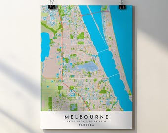 Melbourne Florida Map Art Print: Minimalist City Street Map (Digital Download)