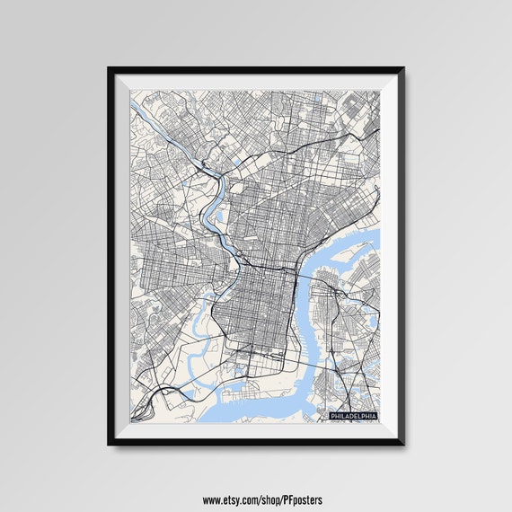 Printable Map Circle Map Pennsylvania Map Print Philadelphia Coworker Quick Gift City Road Map Print Modern Wall Art Home Office Decor