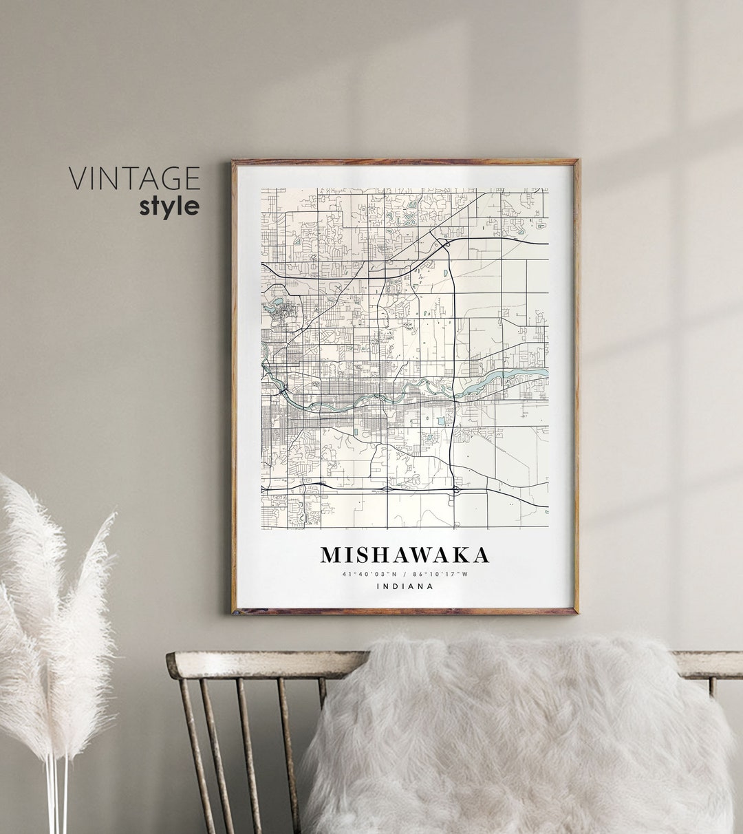 Mishawaka Indiana IN Map Mishawaka City Map Mishawaka Print - Etsy