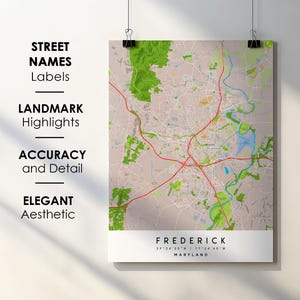 Friedrich MD Stadt Karte Print Poster mit Straßenname Sofortiger digitaler Download, Friedrich Maryland druckbare Karte
