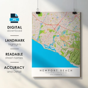 Newport Beach CA Map Print: Detailed Street Map (Digital Download)