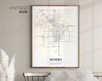 Hobbs New Mexico NM map, Hobbs city map, Hobbs print, Hobbs poster map, Valentine's Day gift