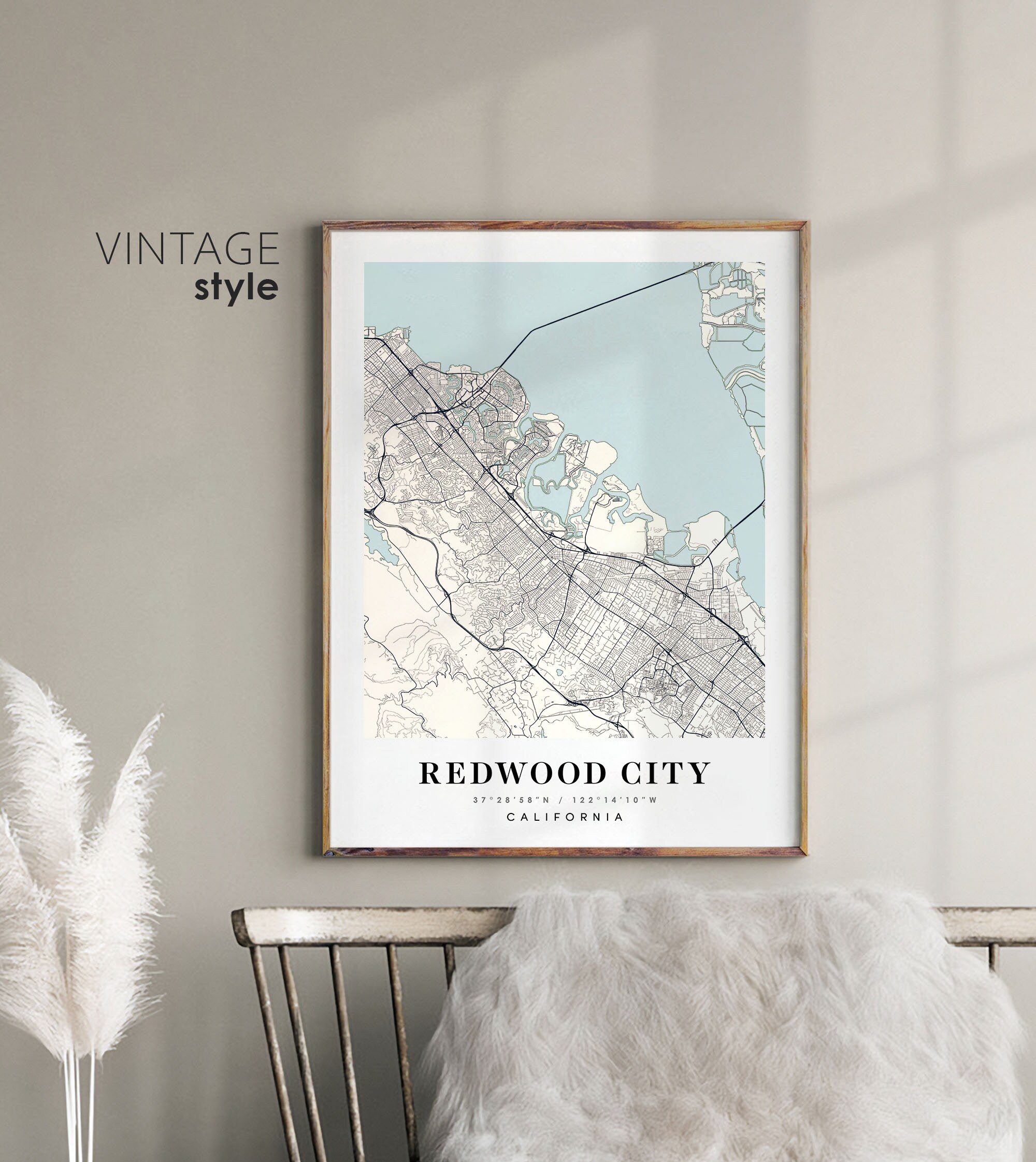 Redwood City California Mapa, Redwood City Print, Redwood City Poster,  Personalizado mapa de boda arte regalo para pareja, mapa de la ciudad  personalizado -  México
