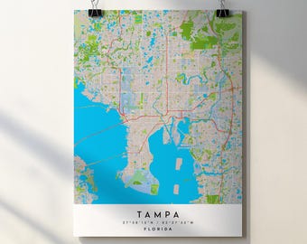 Póster con el mapa de la ciudad de Tampa, Florida (descarga digital)