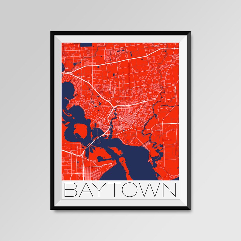BAYTOWN Texas Map Baytown City Map Print Baytown Map Poster Etsy