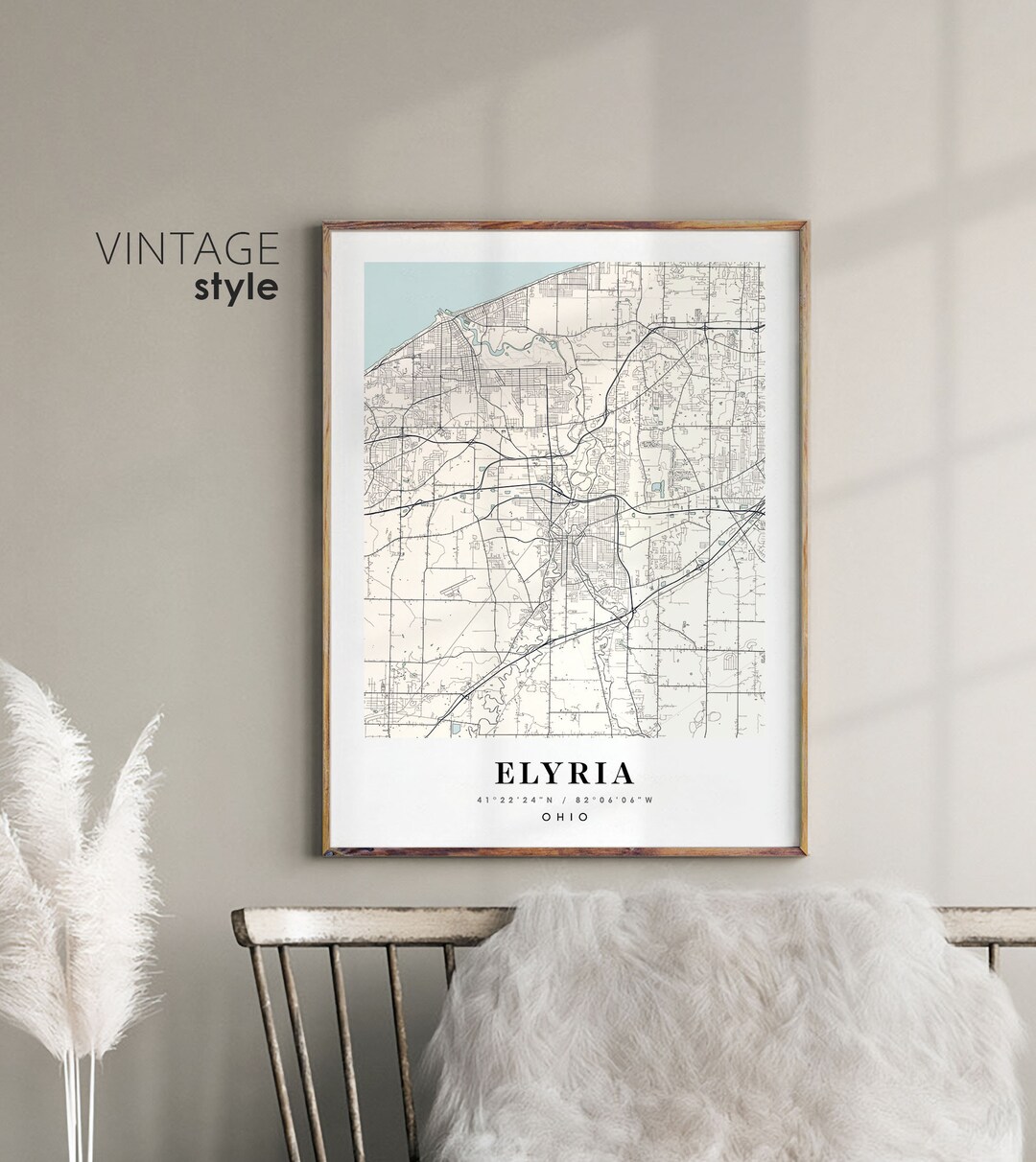 Elyria Ohio OH Map Elyria City Map Elyria Print Elyria Etsy