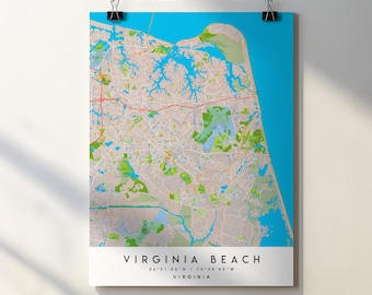 Virginia Beach City Map Print Poster with Street Names (Digital Download)