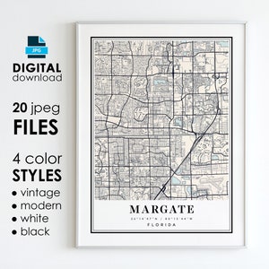 Margate Florida Map Art Print: City Poster (Digital Download)