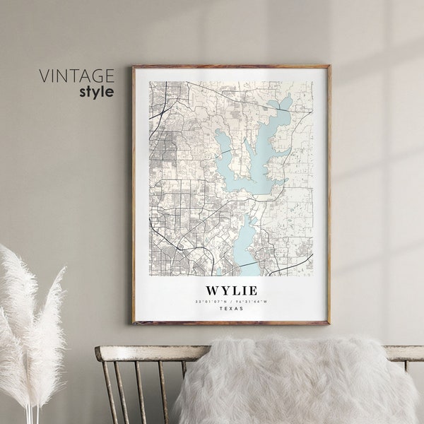 Wylie Texas Map, Tx City Etsy