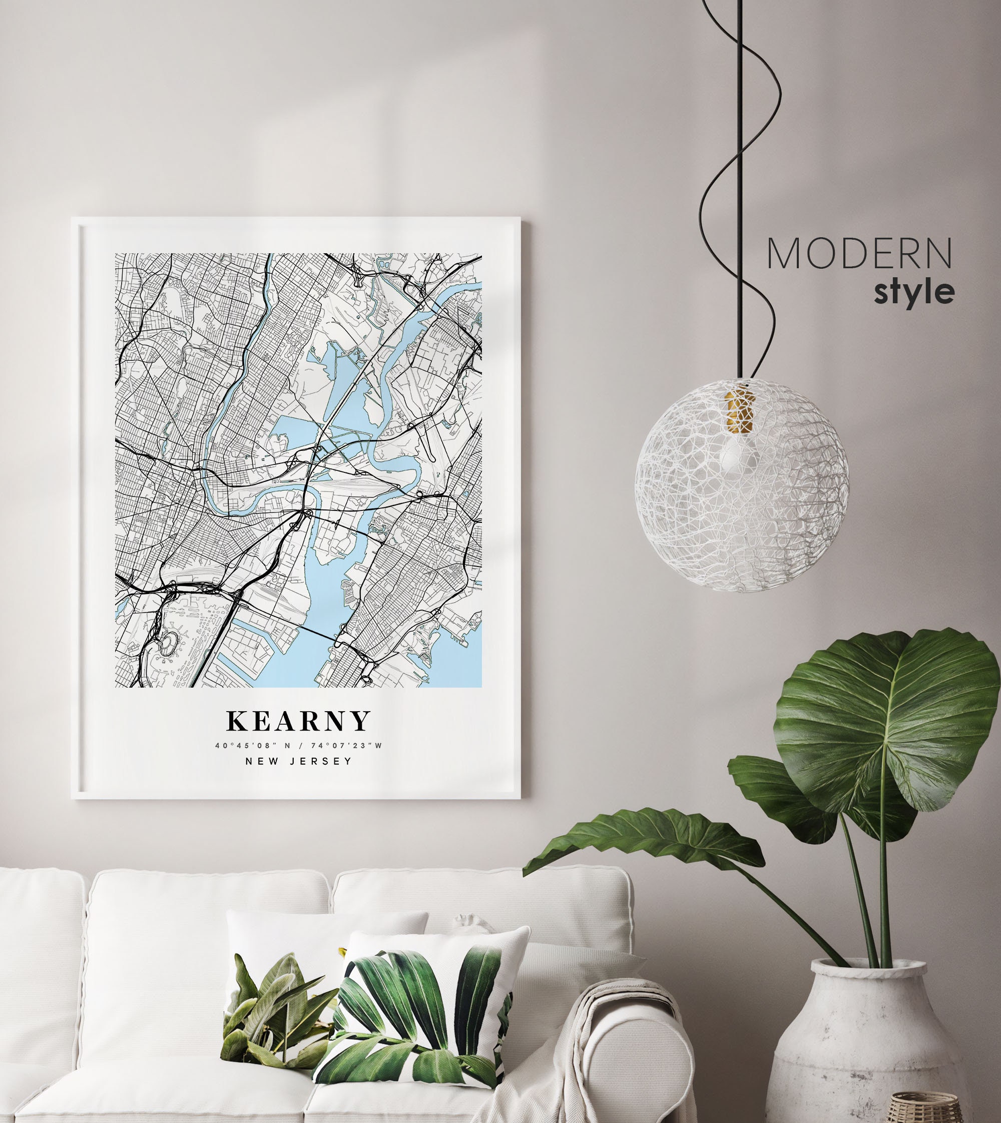 Kearny New Jersey NJ Map Kearny City Map Kearny Print Etsy