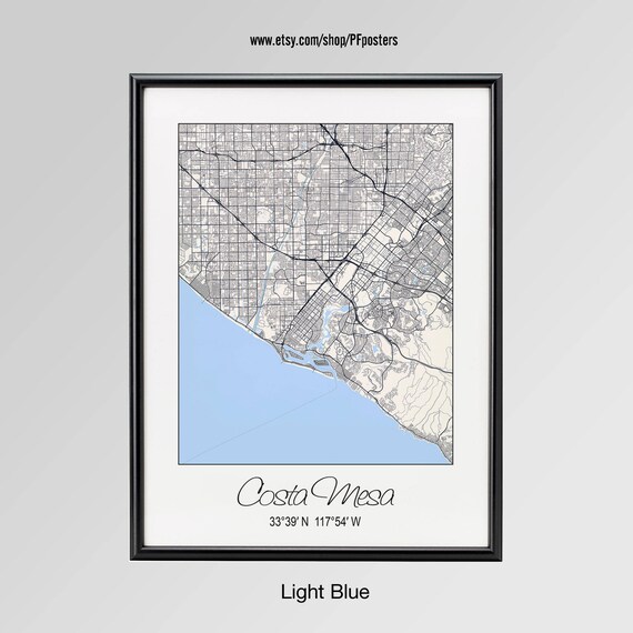 Costa Mesa California Map Costa Mesa California Map Costa Mesa City Print Costa Mesa | Etsy