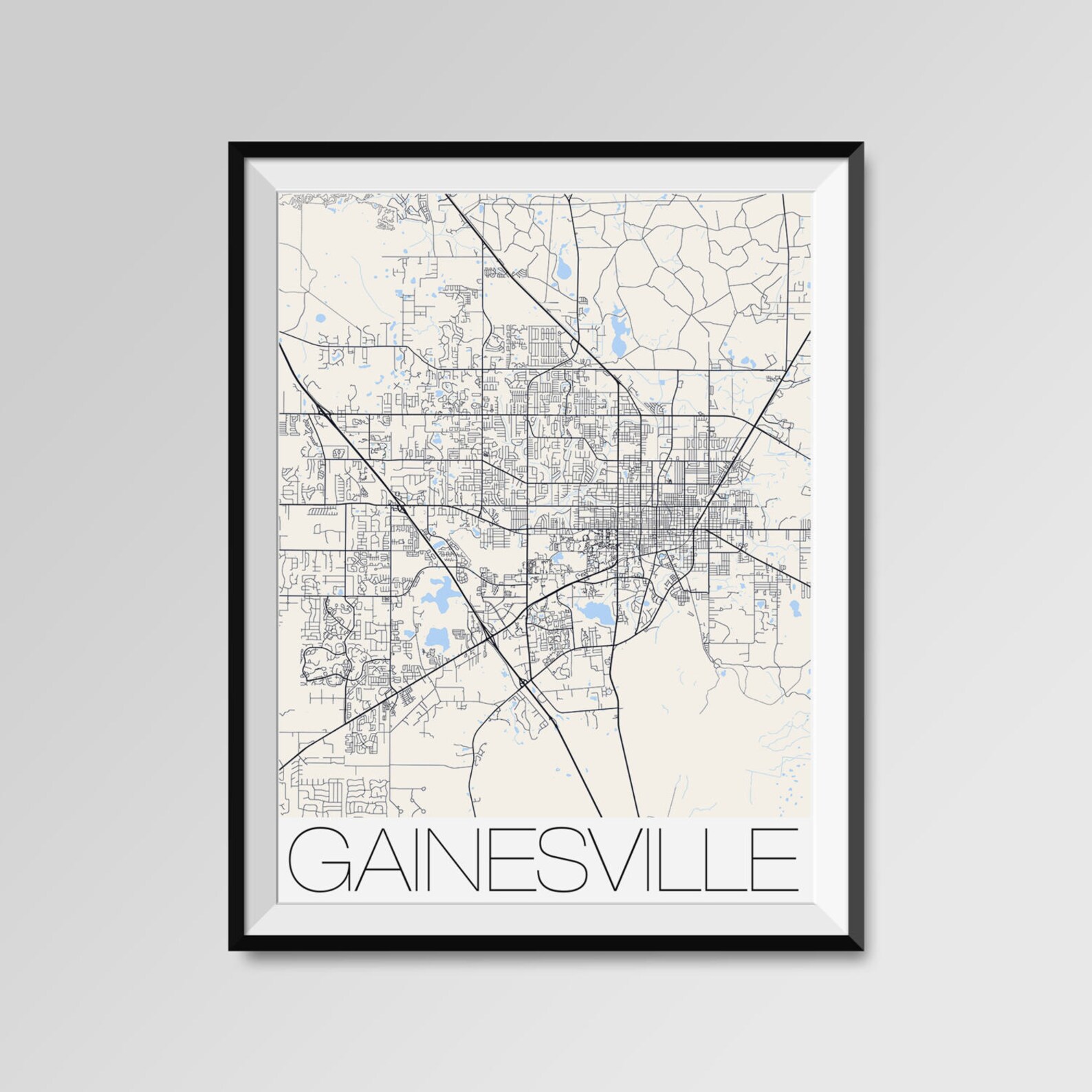 GAINESVILLE Florida Map Gainesville City Map Print | Etsy