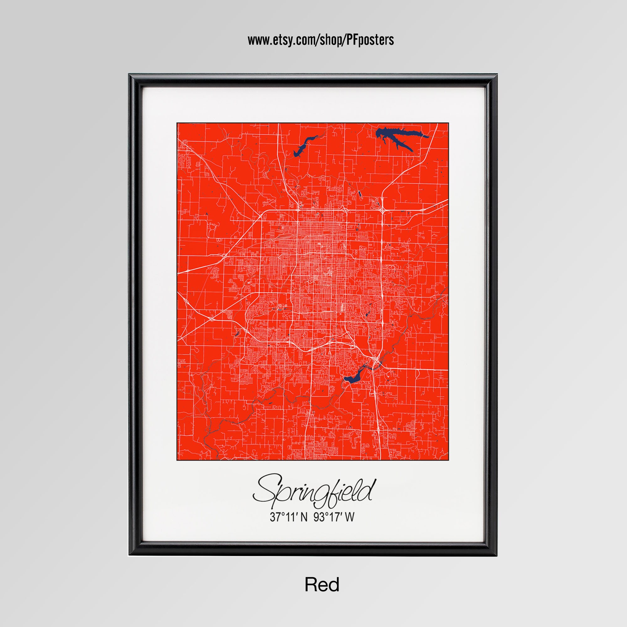 Springfield Missouri Map Springfield City Print Springfield Etsy