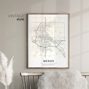 Minot North Dakota ND map, Minot city map, Minot print, Minot poster map, Valentine's Day gift image 1