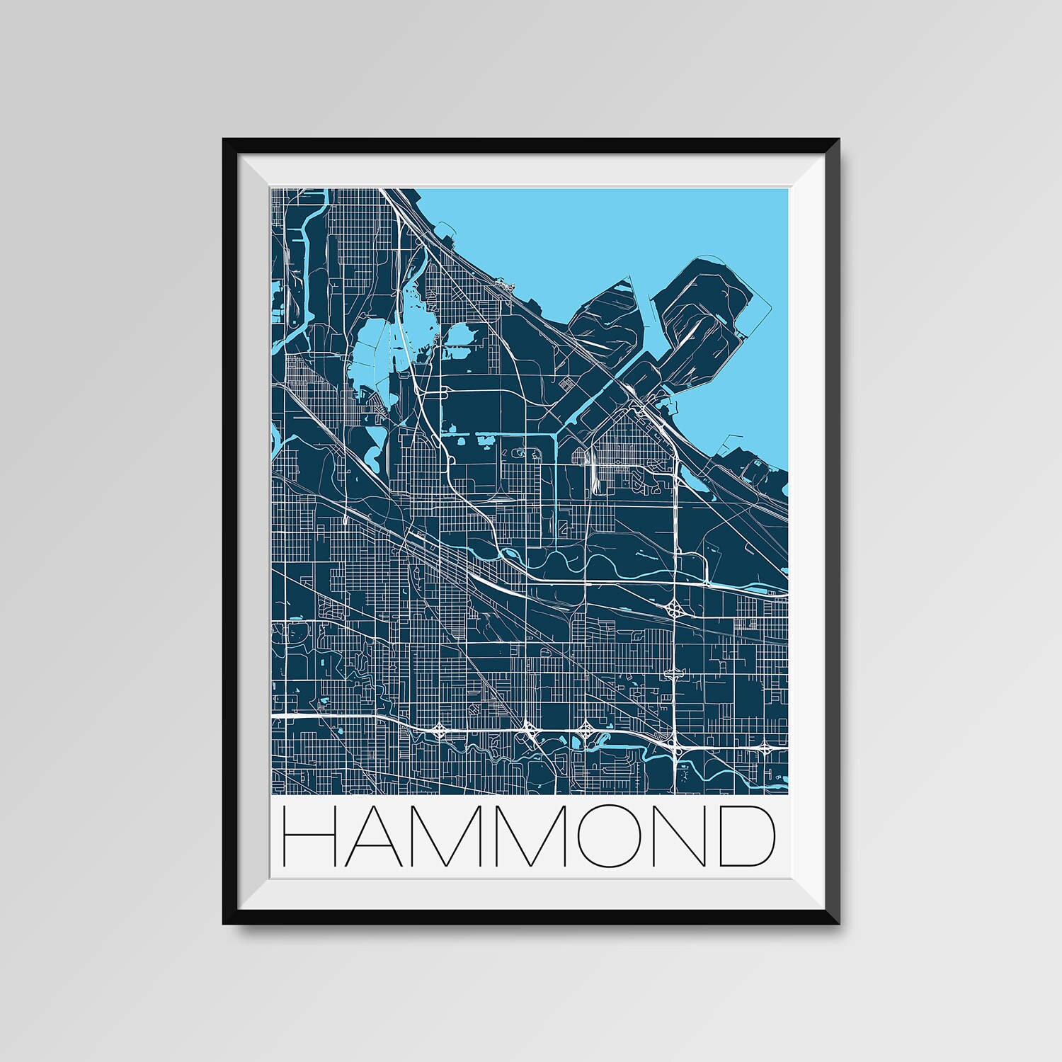 HAMMOND Indiana Map Hammond City Map Print Hammond Map Etsy