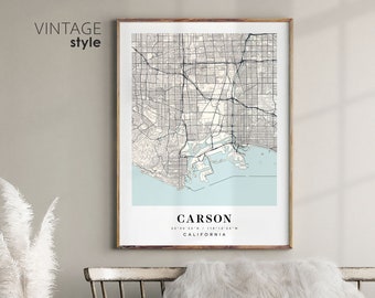 Carson Kalifornien CA Karte, Carson Stadtplan, Carson Druck, Carson Posterkarte, Valentinstagsgeschenk