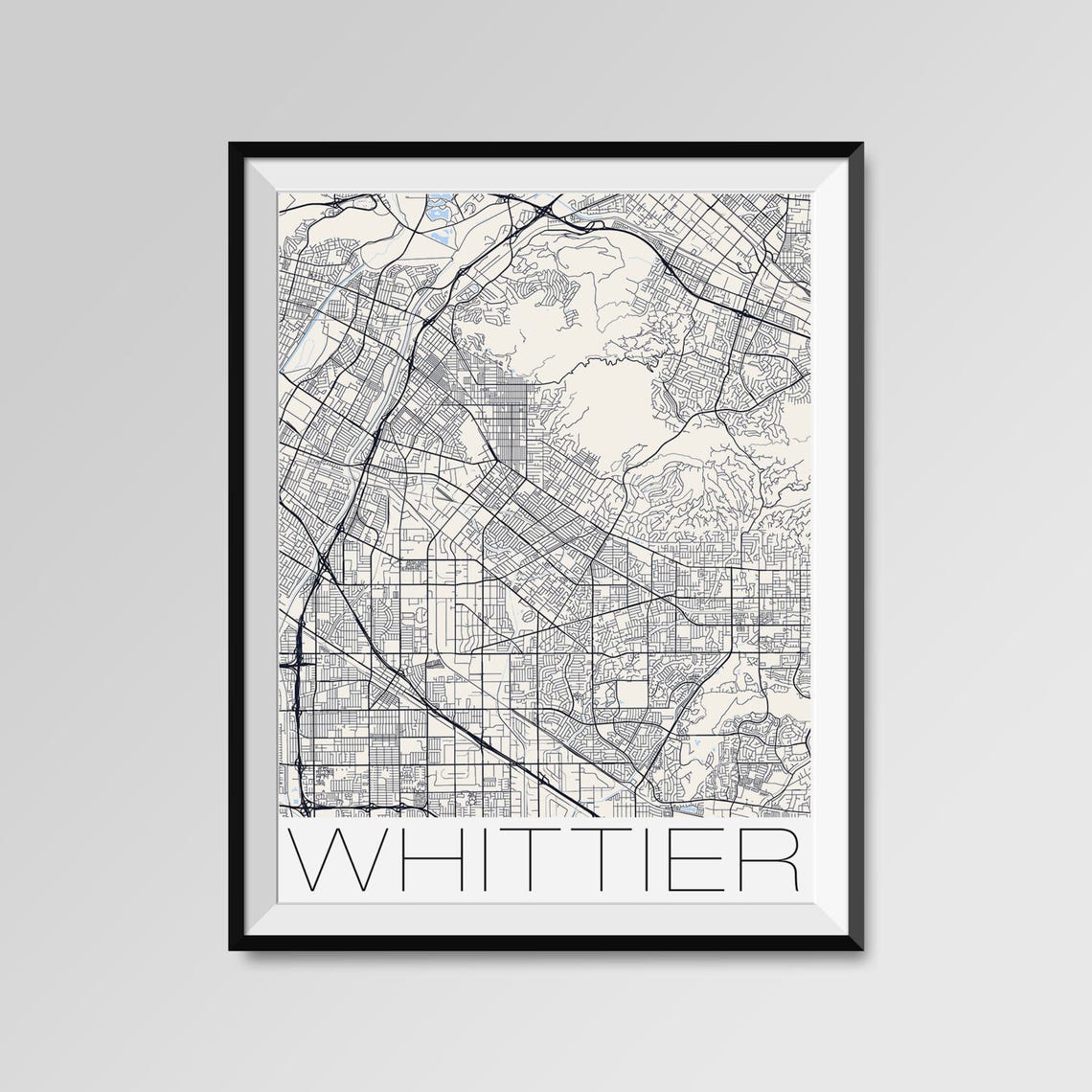 WHITTIER California Map Whittier City Map Print Whittier Map Etsy