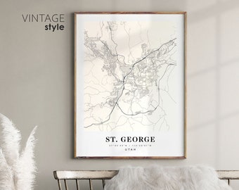 St. George Utah UT map, St. George city map, St. George print, St. George poster map, Valentine's Day gift