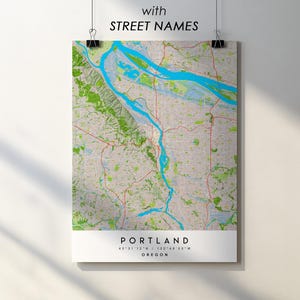 Portland Oregon City Map Print Poster: Detailed Street Map (Digital Download)