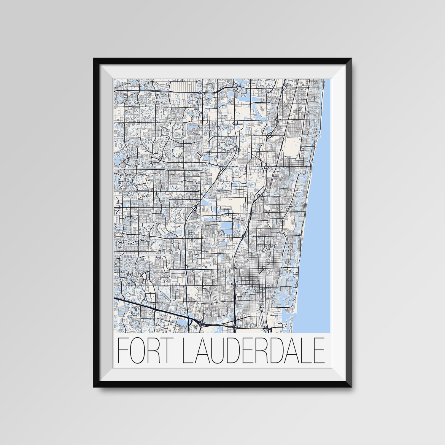 FORT LAUDERDALE City Map Print Florida Modern City Poster | Etsy