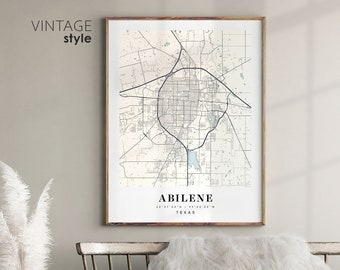 Abilene Texas TX map, Abilene city map, Abilene print, Abilene poster map, Valentine's Day gift