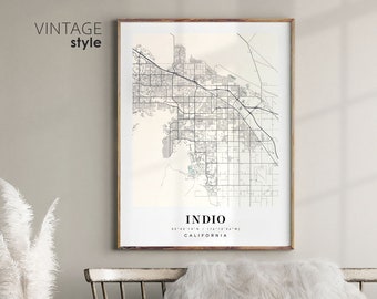 Indio Kalifornien CA Karte, Indio Stadtplan, Indio Druck, Indio Posterkarte, Valentinstagsgeschenk