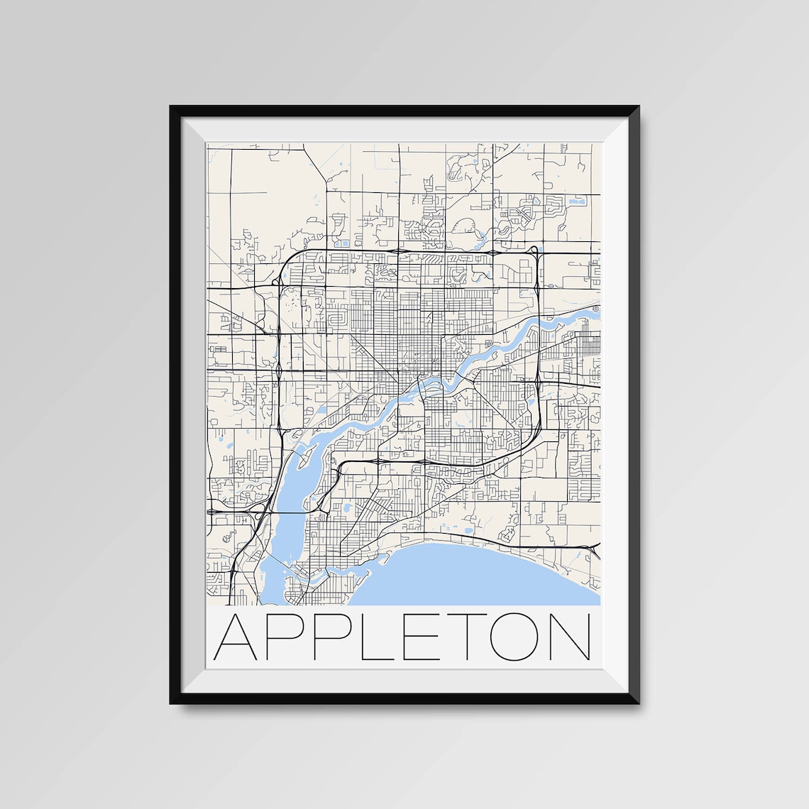 APPLETON Wisconsin Map Appleton City Map Print Appleton Map Etsy