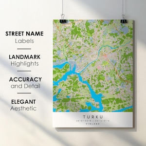 Turku Finland City Map Print Poster Art mit Straßenname - Karte von Europa - Sofortiger digitaler Download druckbare Karte