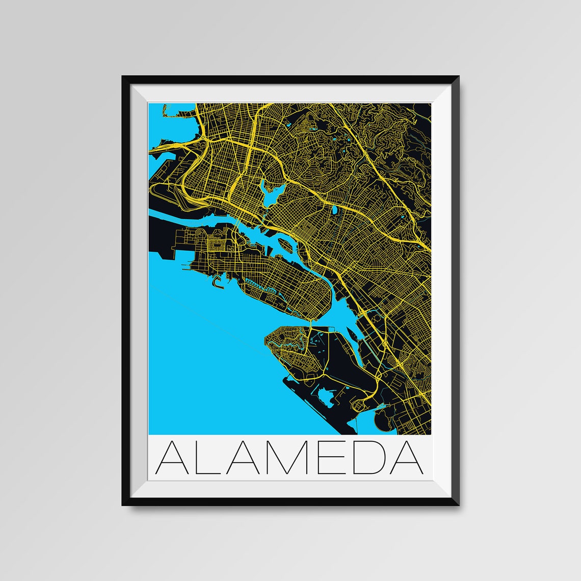 ALAMEDA California Map Alameda City Map Print Alameda Map  Etsy