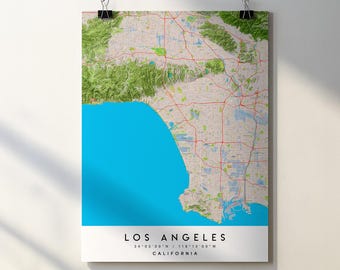 Los Angeles City Map Print Poster: Detailed Street Art (Digital Download)