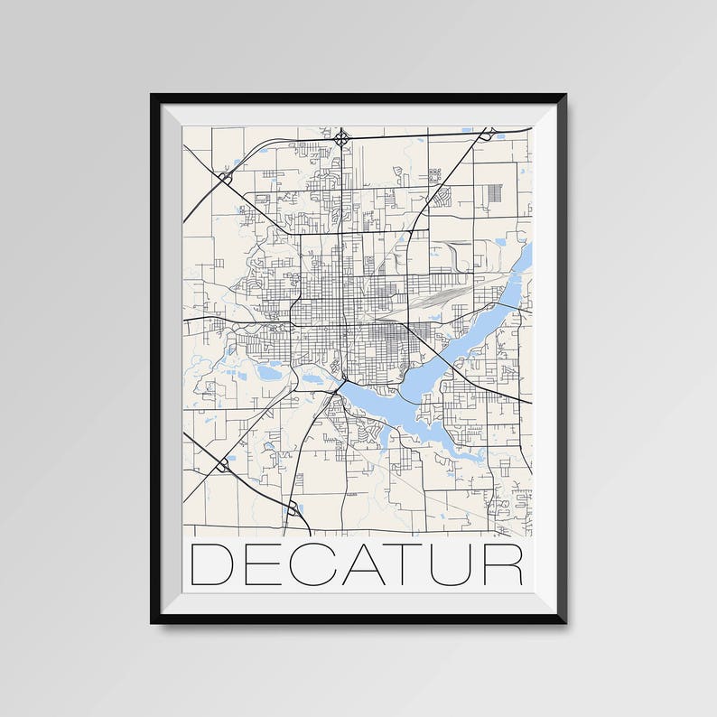 DECATUR Illinois Map Decatur City Map Print Decatur Map Etsy