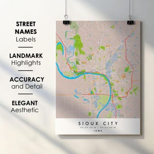 Sioux City Iowa Map Print: Detailed Street Map (Digital Download)