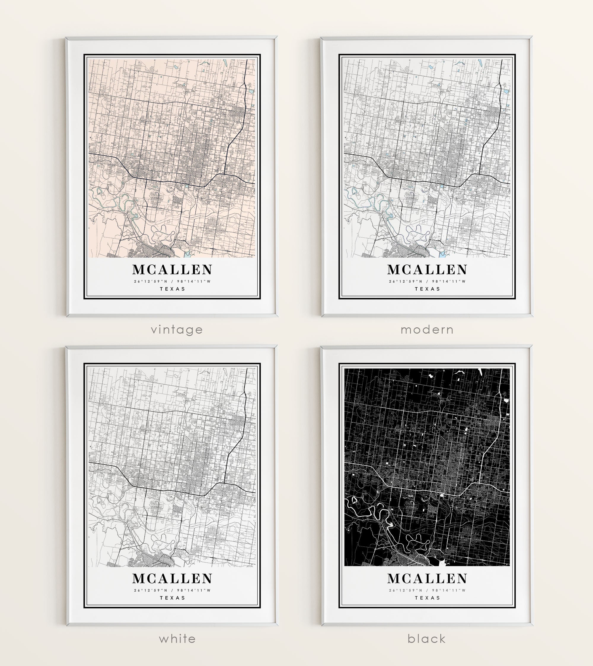 MCALLEN Map Mcallen Texas City Map Mcallen TX Print Mcallen - Etsy