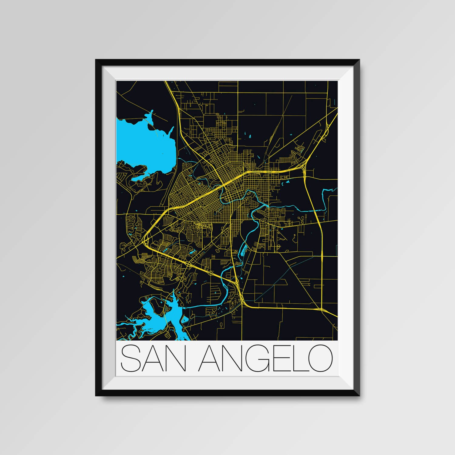 SAN ANGELO Texas Map San Angelo City Map Print San Angelo | Etsy