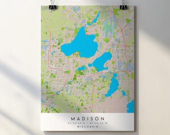 Madison WI City Map Print Poster with Street Names (Digital Download)