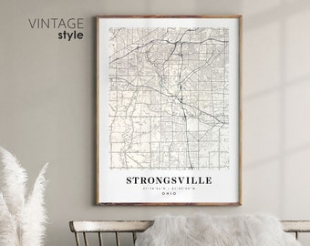 Strongsville Ohio OH map, Strongsville city map, Strongsville print, Strongsville poster map, Valentine's Day gift