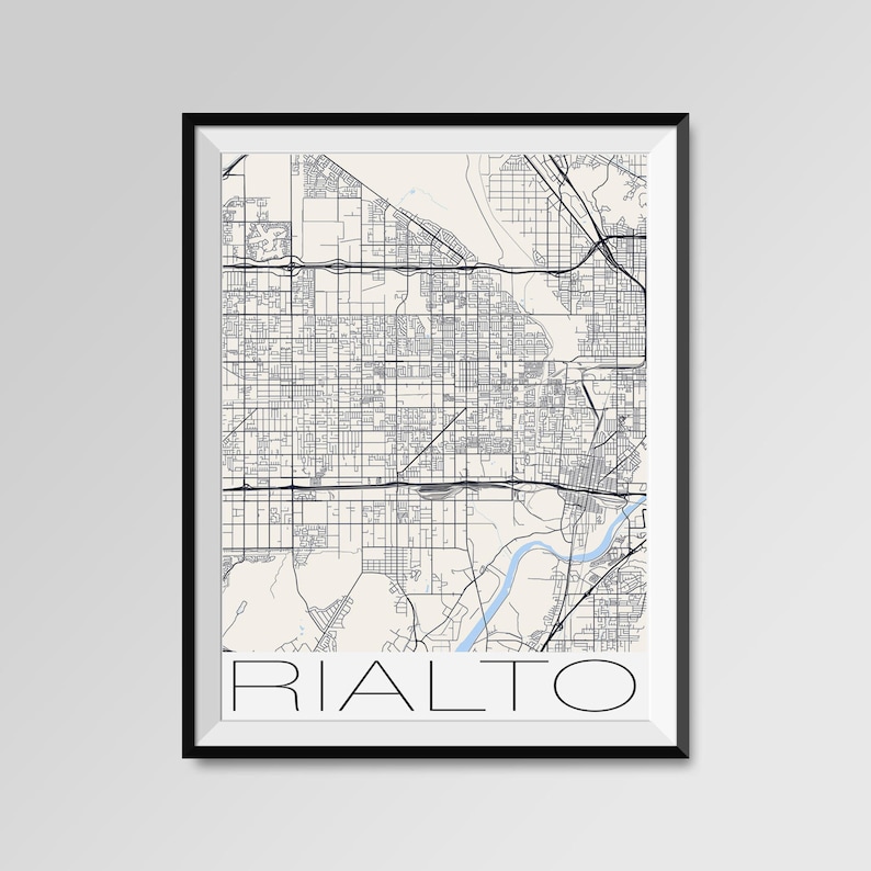 RIALTO California Map Rialto City Map Print Rialto Map Etsy