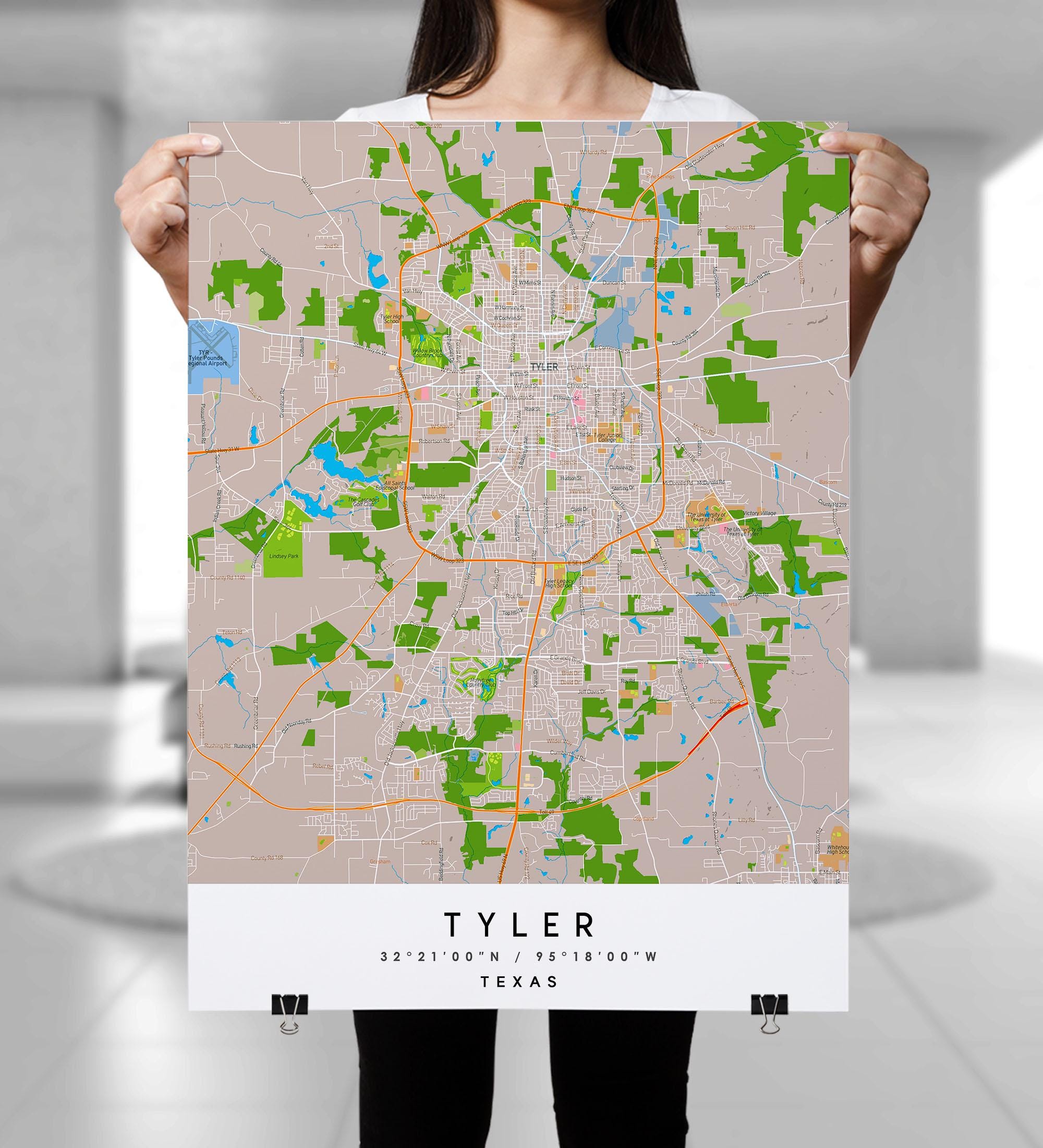 Tyler Texas City Map Art Print Minimalist Street Map Digital Download Il Jw0o 