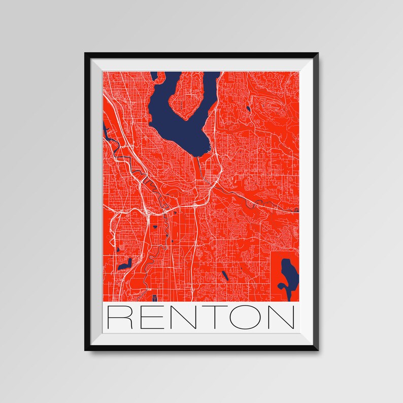 RENTON Washington Map Renton City Map Print Renton Map Etsy