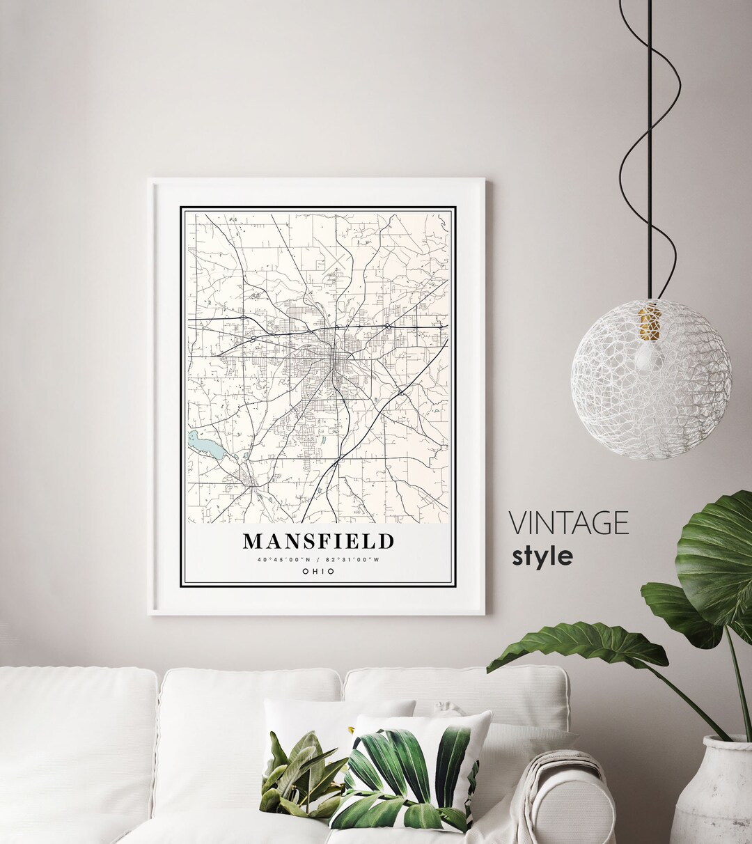 MANSFIELD Map Mansfield Ohio City Map Mansfield OH Print - Etsy