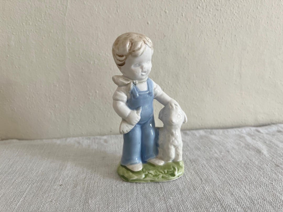 Vintage Ceramic Little Boy Blue and Lamb Figurine - Etsy