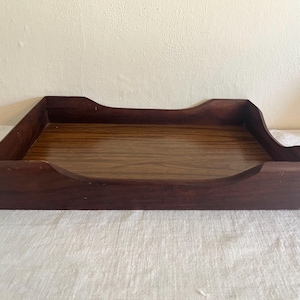Vintage Desktop Wood Paper Tray, Inbox File Box