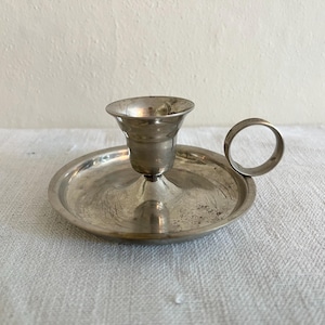 Vintage Silverplated Bedchamber Candlestick Holder by Leonard